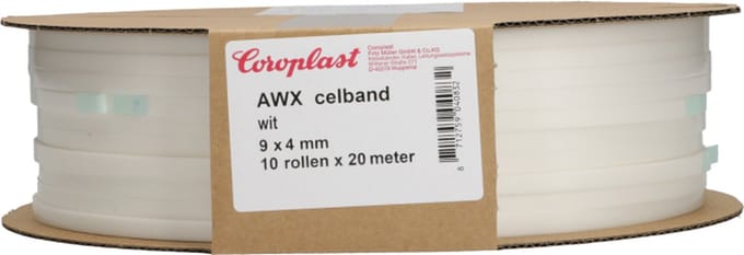 Coroplast AWX Celband 9x4 mm - 10x20m Wit