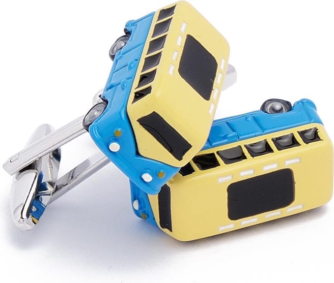 Manchetknopen - Bus Blauw en Geel