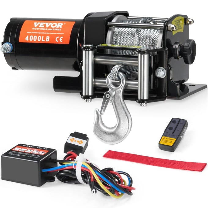 Treuil Électrique ATV UTV 4000 lbs Câble en Acier IP55 Étanche Télécommande