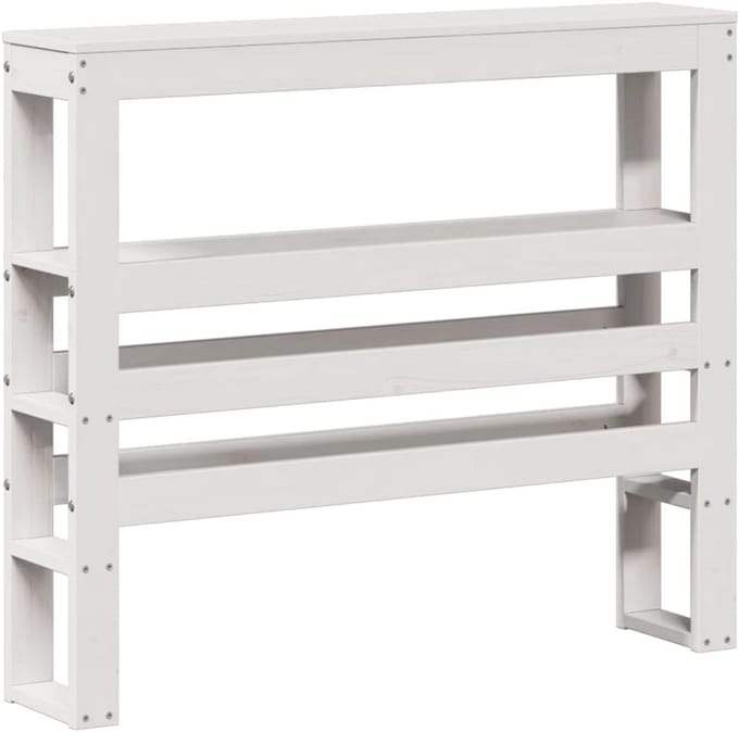 Hoofdbord met opbergvakken 90 cm massief grenenhout wit