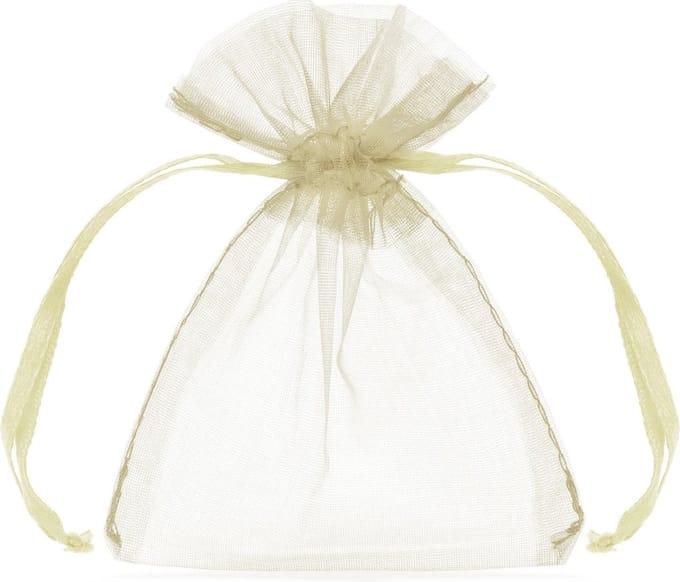 Partydeco - Organza zakjes creme (20st)
