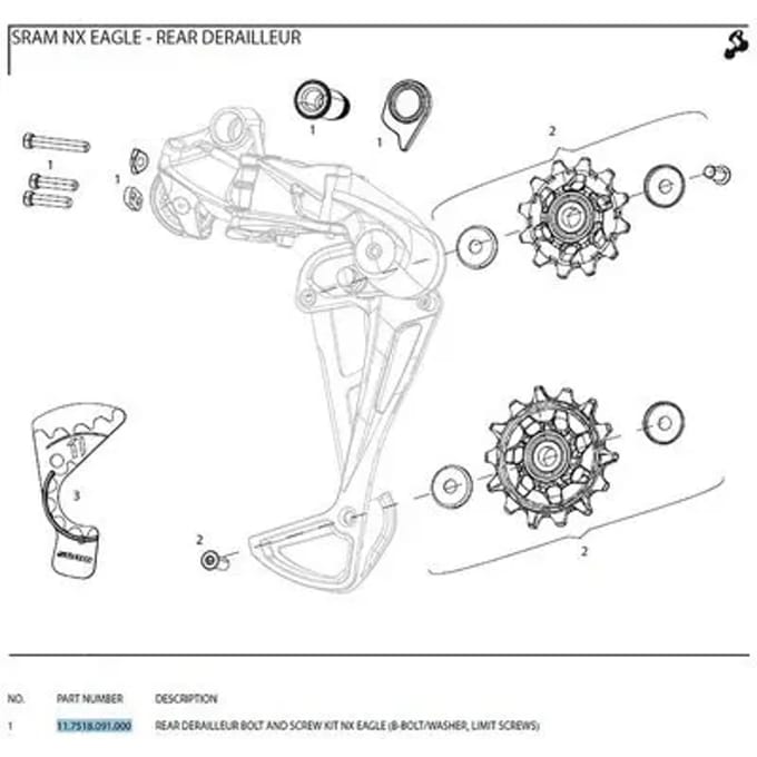 Achterderailleur Sram Kit Visserie Der.Arr. Sram Nx Eagle / Sx Eagle B1