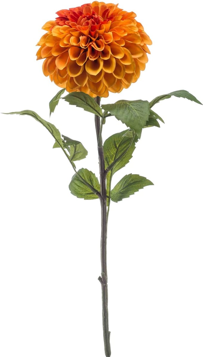 Emerald - Kunstbloem Dahlia Pompon 74cm oranje - Kunstplant voor binnen