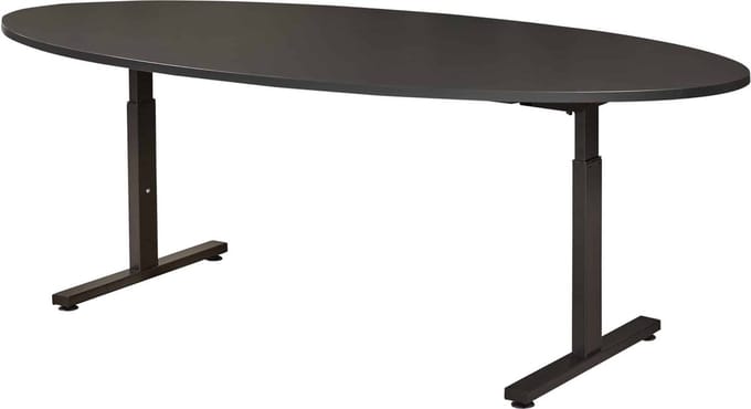 Vergadertafel Quick ellips 220x110cm frame Aluminium (RAL9006) blad Logan eiken