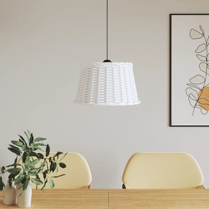 vidaXL - Plafondlampenkap - Ø45x28 - cm - wicker - wit