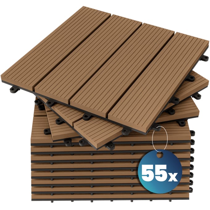 WPC Tegels 30x30cm Set van 55 - 5m² Insteeksysteem Drainage Terracotta