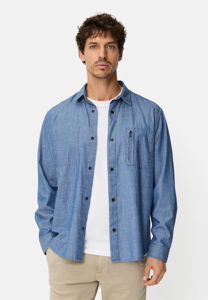camel active Overhemd met lange mouwen van puur katoen - Maat - Blauwmenswear-M