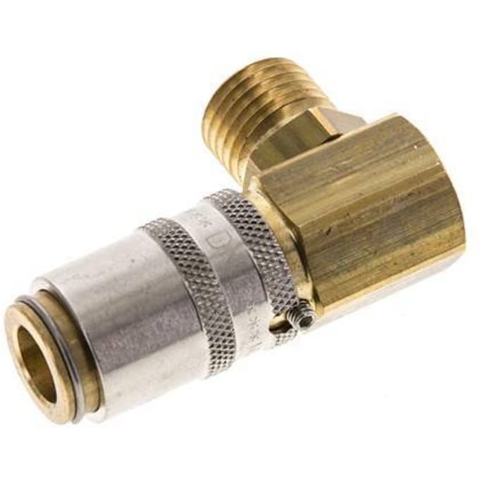 Messing DN 6 Tempereerkoppeling Snelkoppeling M14x1.5 Buitendraad Loskoppelbeveiliging 90-deg