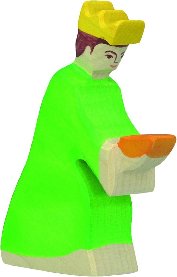 HOLZTIGER Kerstmis - Balthasar Groen - 7X3X12Cm - Houten Figuur - Handgemaakt