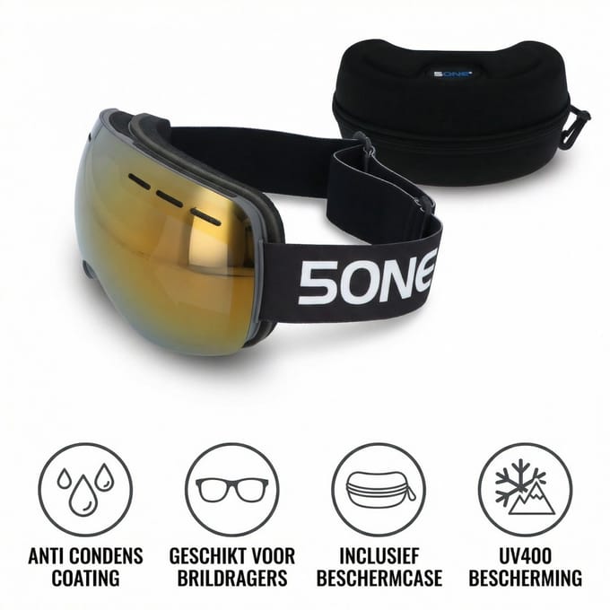 5one® Alpine 1 Bronze-Gold - anti-condens Skibril - met hardcase
