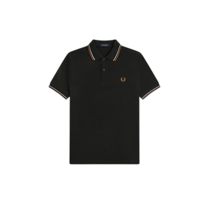 Fred Perry Twin tipped polo - night green dusky blue dark caramel
