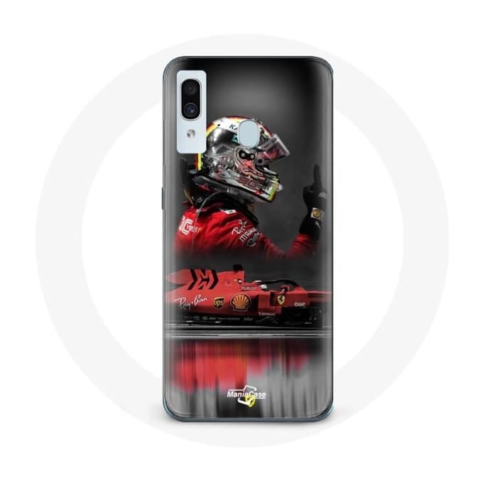 Case voor Samsung Galaxy A30 Formule 1 Sebastian Vettel F1 Racing Driver Rood