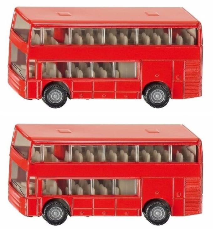 Set van 3x stuks siku Dubbeldekker bussen speelgoed modelauto 10 cm