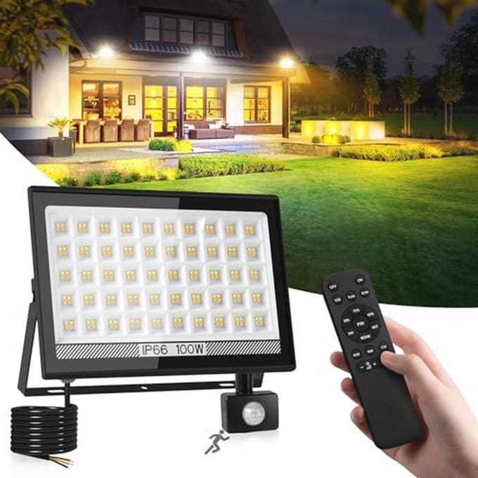 100 W LED Schijnwerper met Beweging Detector - Outdoor Veiligheidslicht met Afstandsbediening