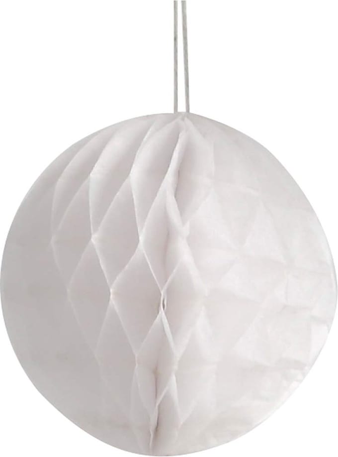 Pompon van papier, d 8 cm, wit, 10 stuk/ 1 doos