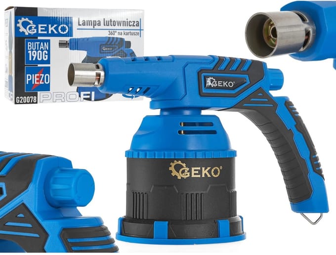 GEKO 360° draaibare soldeerlamp - piezo-ontsteking - ergonomisch - windbescherming - verstelbare vlam
