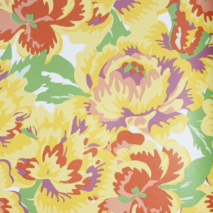Geel bloemen behang vintage chic 7239-5