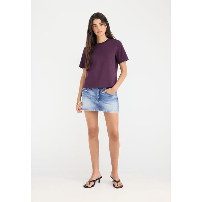 Stradivarius B01 Basic T-shirt regular fit heavy weight  Purper XL
