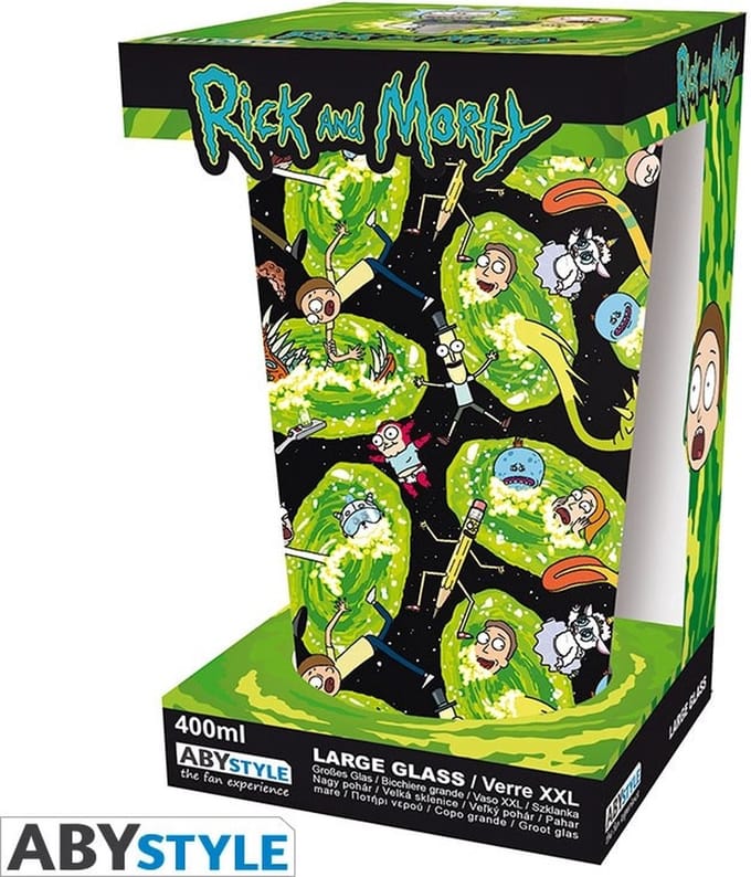 Rick And Morty Portal - 400ml Unisex Drinkglas - meerkleurig - Standard