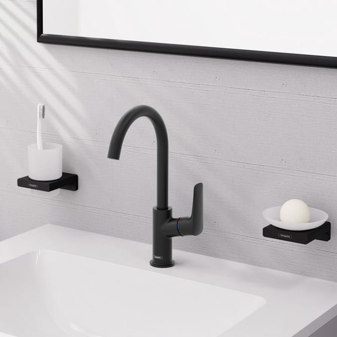 hansgrohe Logis - Wastafelmengkraan - Ééngreeps bediening - Zonder waste - 210mm - Draaibare uitloop - Mat Zwart