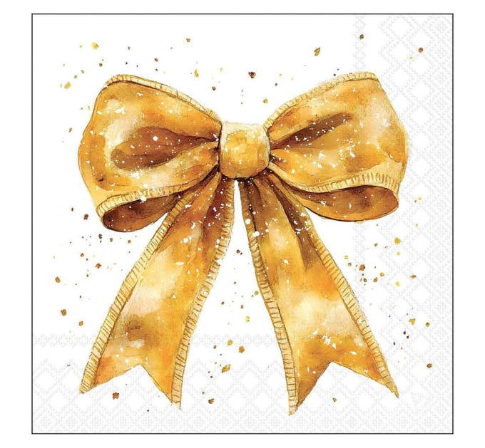 Servetten "Fancy bow gold/white" 33x33 cm