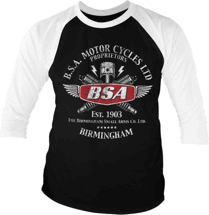 BSA Raglan top -S- Motor Cycles Sparks Zwart/Wit