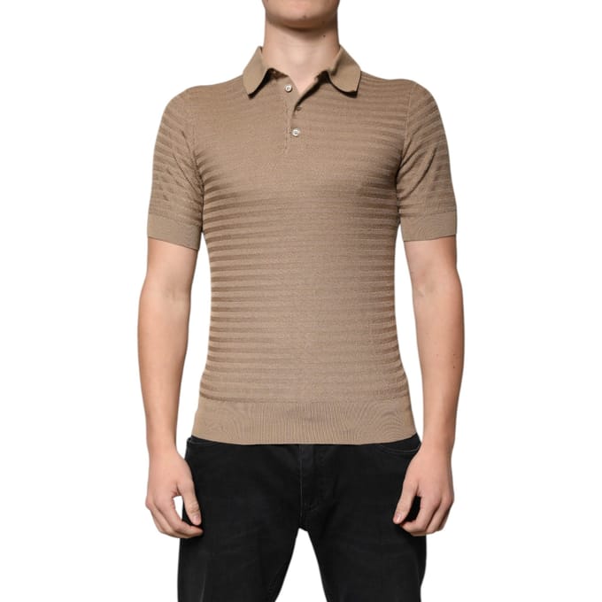 Geribbelde Polo Korte Mouwen Gebreid Shirt