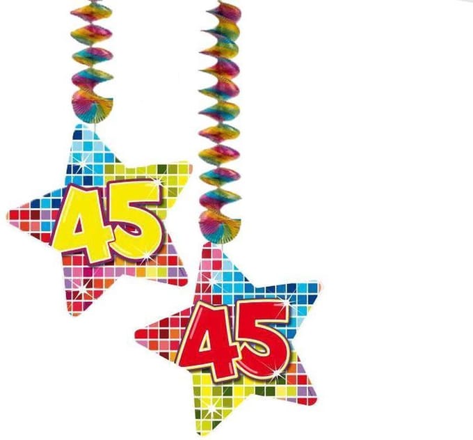 Spiraalversiering Birthday Blocks 45 jaar - 2 stuks