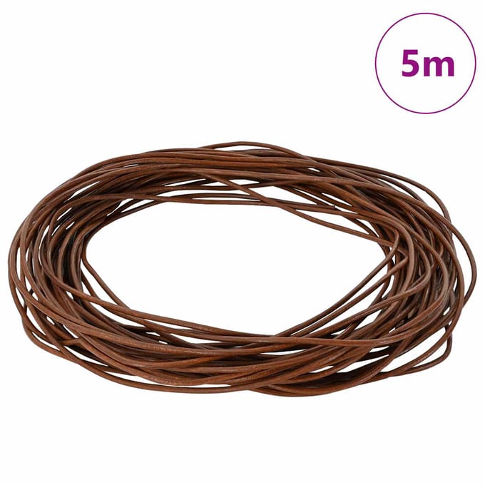 vidaXL - Leren - Koord - 1 - Lichtbruin - Ø1 - mm - x - 5 - m - Leer
