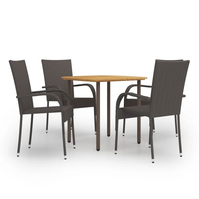 vidaXL - 5-delige - Tuinset - poly - rattan - bruin