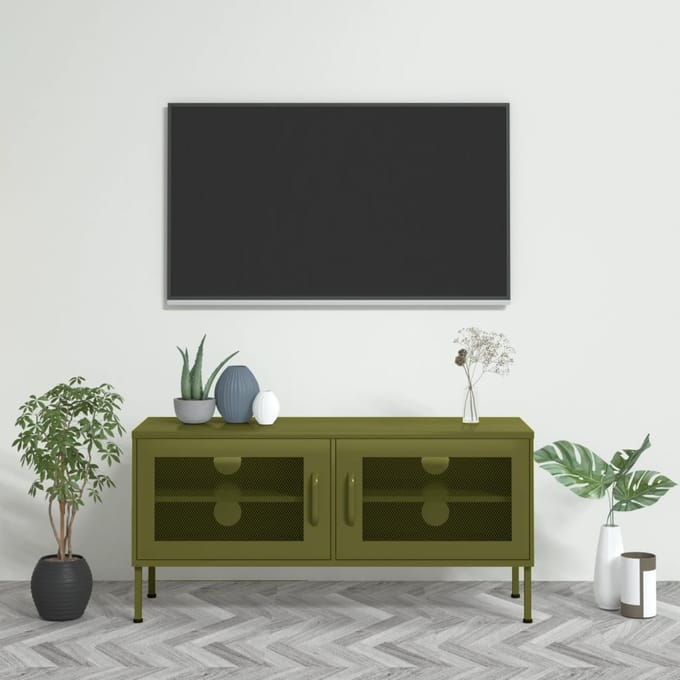 vidaXL - Tv-meubel - 105x35x50 - cm - staal - olijfgroen