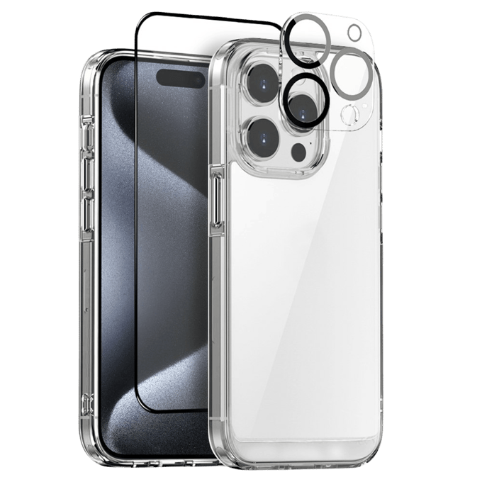 Northjo iPhone 15 Pro All-in-One Extreme Protection Pack Transparant