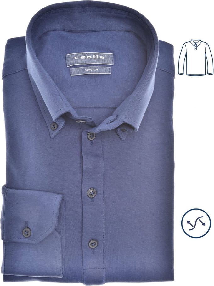 Ledûb slimfit polo longsleeve blauw