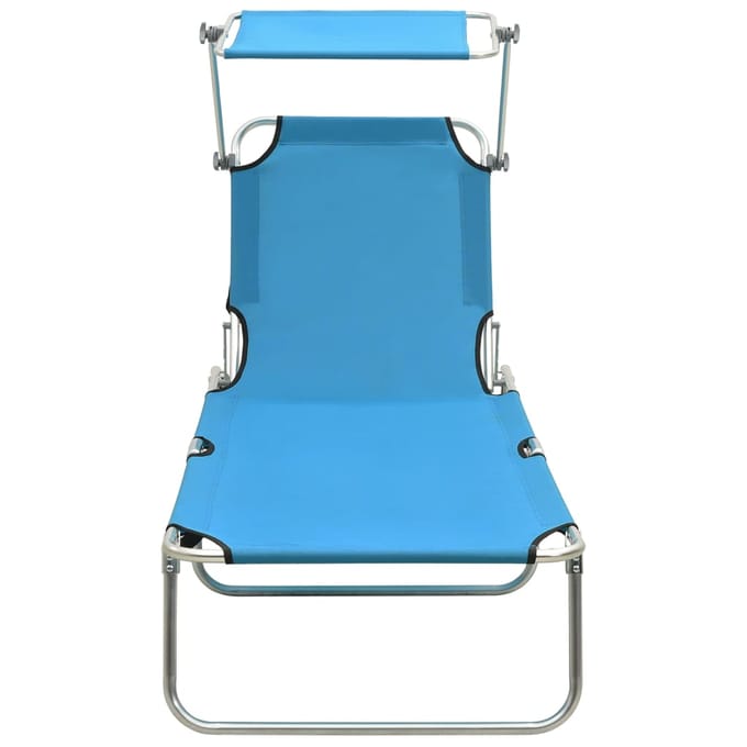 vidaXL - Ligbed - inklapbaar - met - luifel - aluminium - blauw