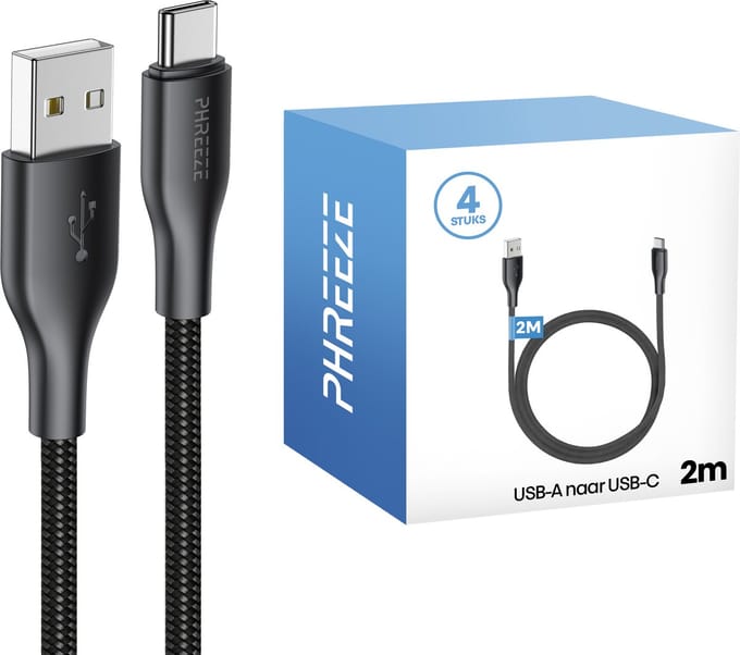 Usb naar usb C kabels - 2 meter - 4 pack