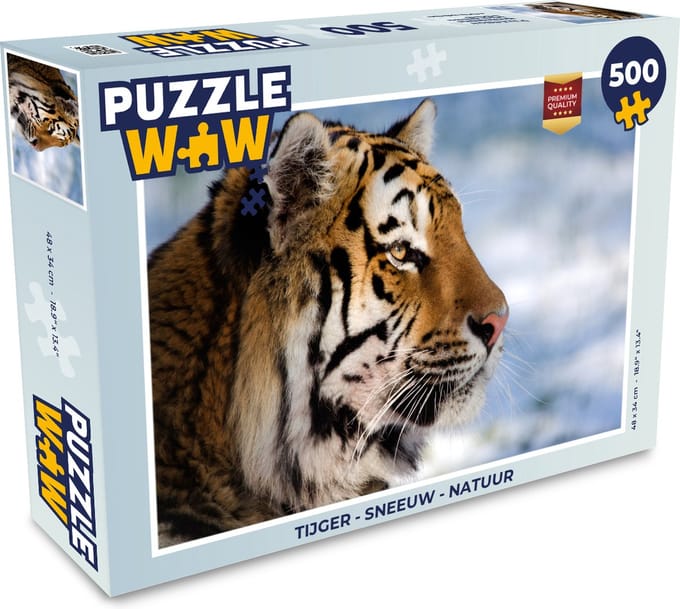 Puzzel Tijger - Sneeuw - Natuur - Legpuzzel - Puzzel 500 stukjes