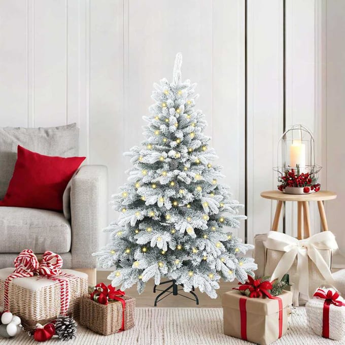 vidaXL - Kunstkerstboom - met - 150 - LED - met - standaard - Wit - 120 - cm - PE - en - PVC