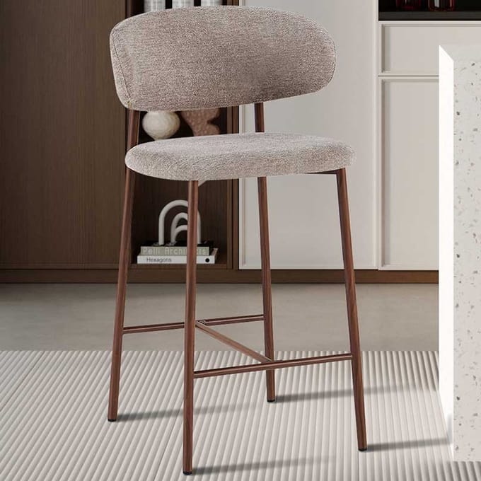 Counterstoel Coco - 51x50x92cm - Metaal/zandkleurige Stof