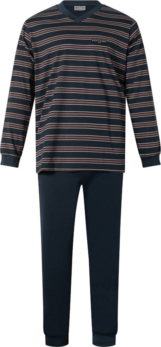 Gentlemen Heren Pyjama single jersey met V-hals - Navy - maat M