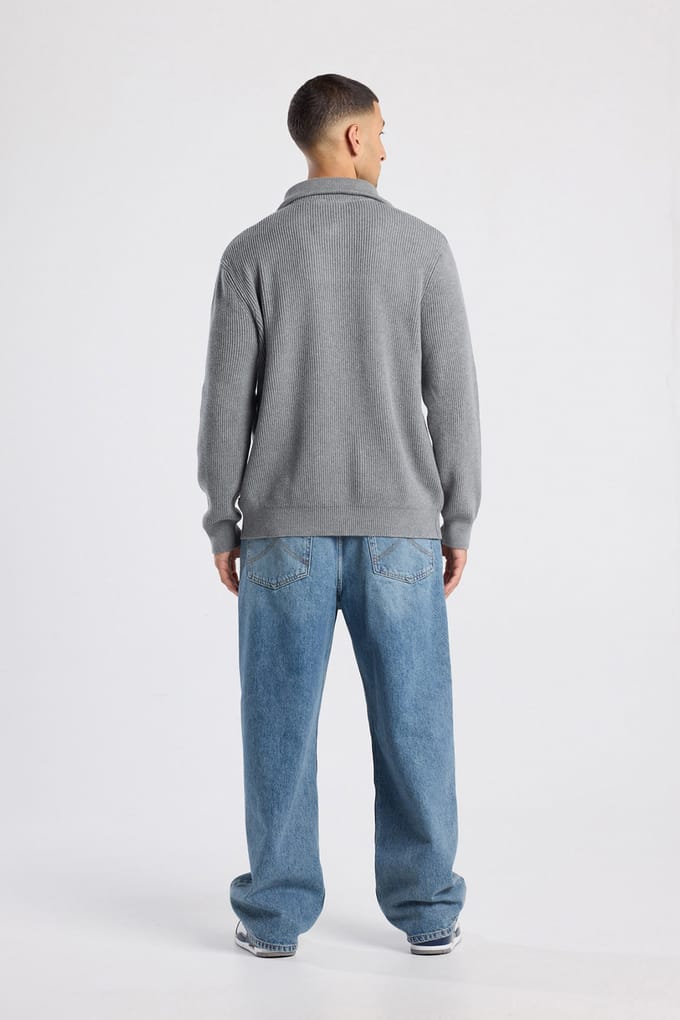 America Today Kent Halfzip Dark Grey Melange Größe: S | Pullover Outlet | Herren | Grau