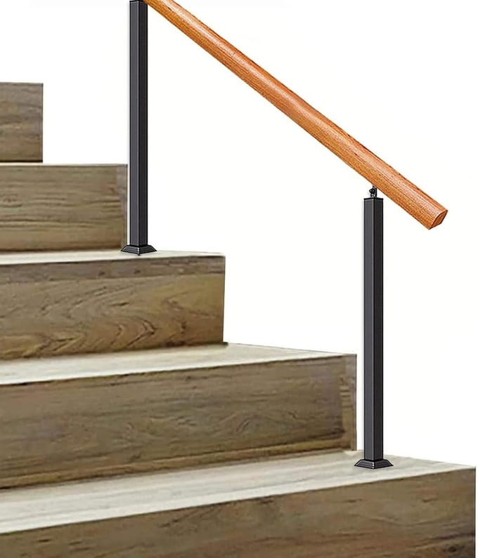 Trapleuning - Steunbeugel - Veilig Traplopen - Anticorrosieve Behandeling - 95 cm Hoogte - Onbehandeld