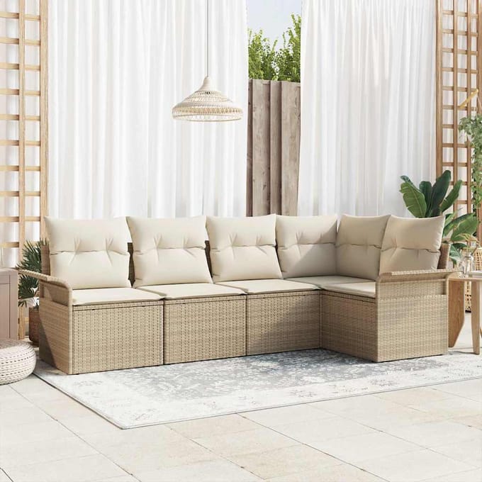 vidaXL - Tuinbank - Set - 5 - st - poly - rattan