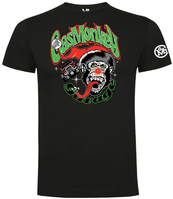 Gas Monkey Garage T-shirt Kerstmis Rudolph Monkey Zwart