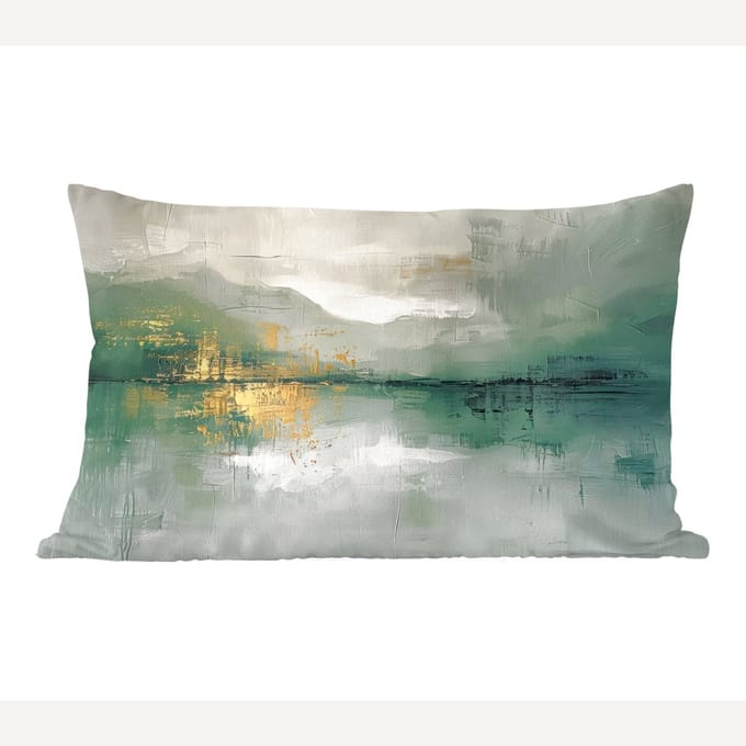 Sierkussens - Kussentjes Woonkamer - 50x30 cm - Groen - Modern - Abstract - Goud