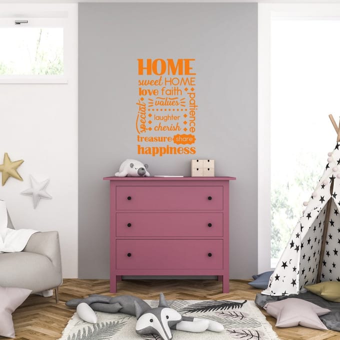 Muursticker - Home Sweet Home - 58 x 91 - Oranje
