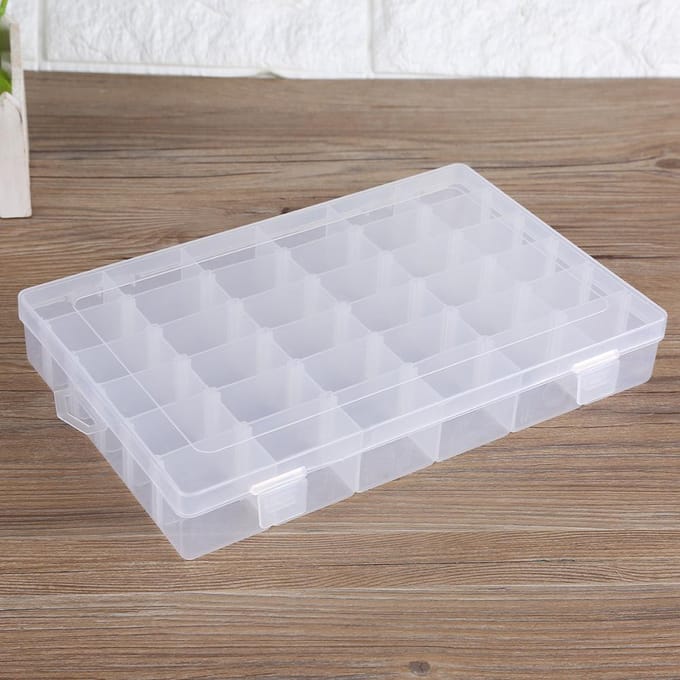 36 Vakken Verstelbare Opbergdoos Koffer Container Huis Organizer voor Oorbellen white