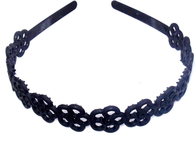 Diadeem met bloemenpatroon zwart