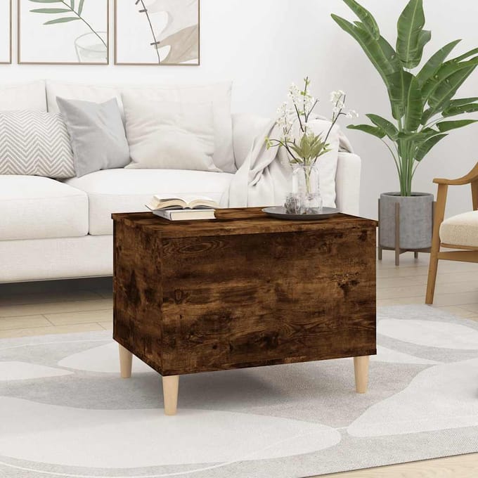 vidaXL - Salontafel - 60x44,5x45 - cm - bewerkt - hout - gerookt - eikenkleurig