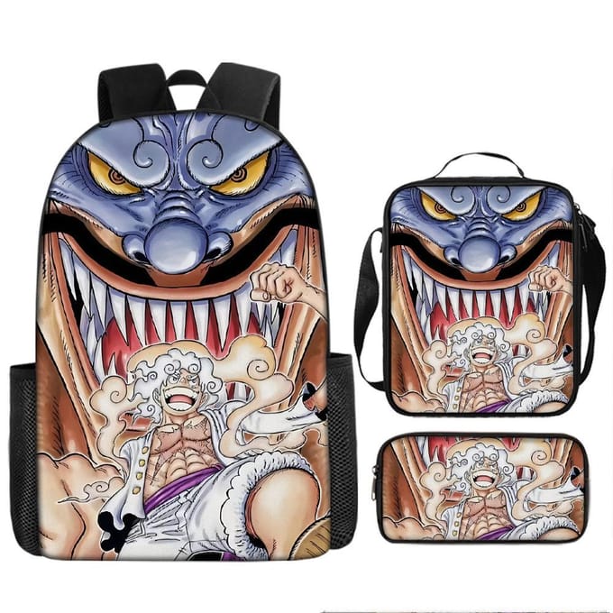 One Piece One Piece Schooltas Luffinica Zeekoning Student Schooltas Rugzak Set Three piece set gray
