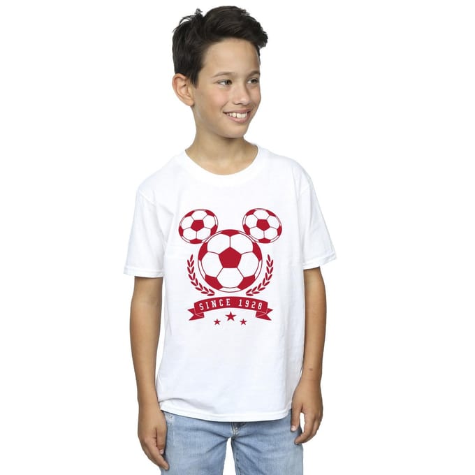 Disney Jongens Mickey Voetbalhoofd T-Shirt (Wit)